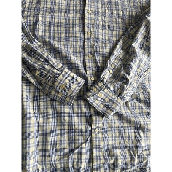 Peter Millar Mens Long Sleeve Blue Yellow Plaid Button Down Shirt Size Large - Picture 12 of 15